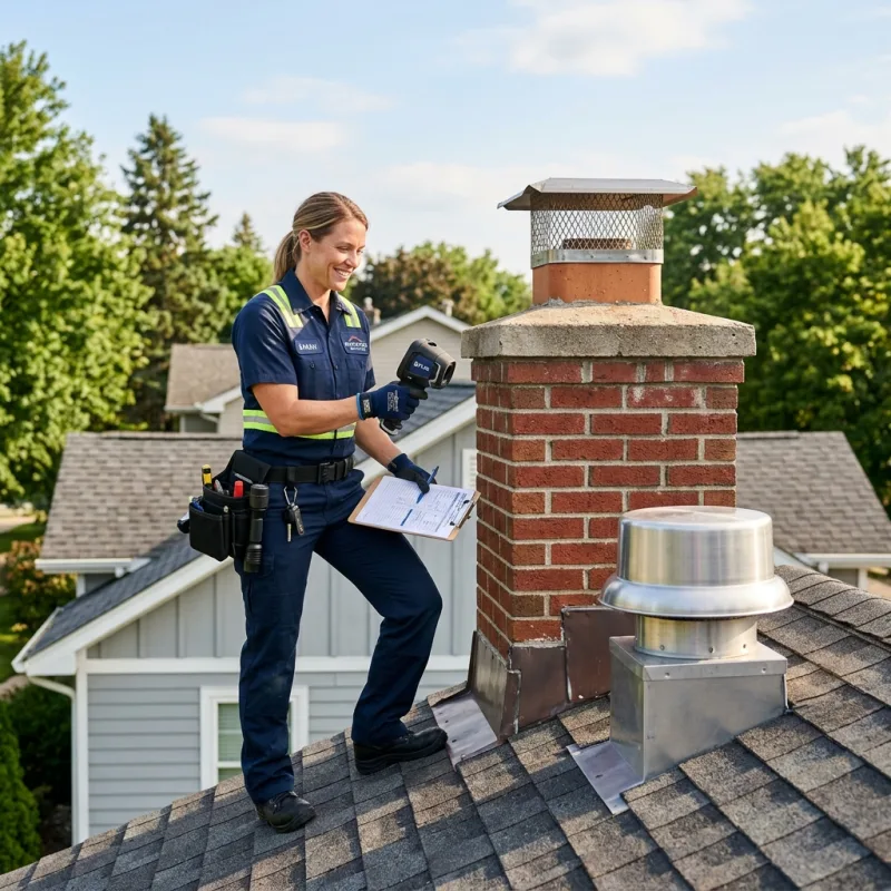 Technician inspecting a Parkdale roof cavity and ductwork for a dead bird